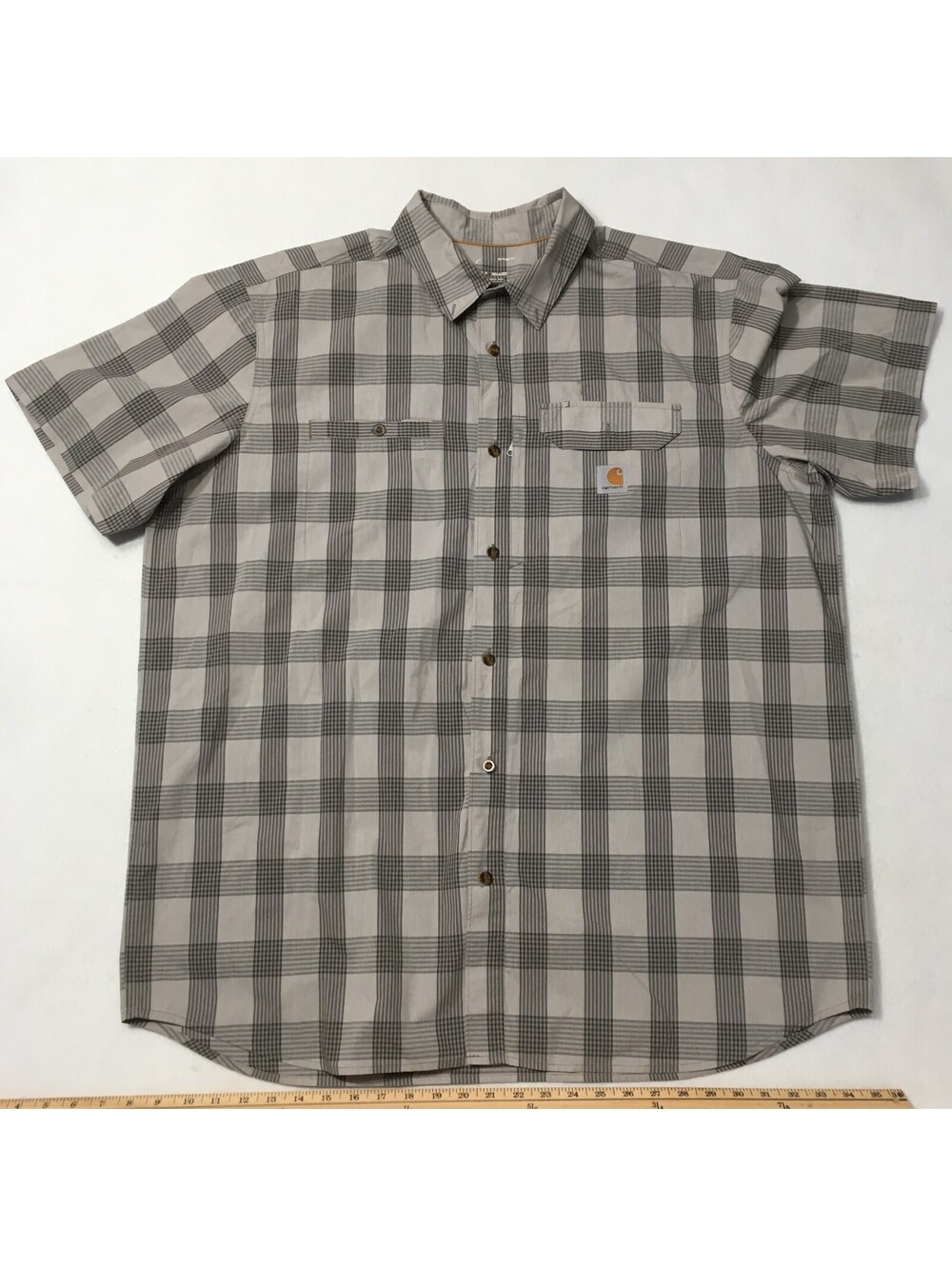 Carhartt Force Ridgefield Shirt Men's Big 2XL  TALL GRAY Plaid Vented Zip Pocket